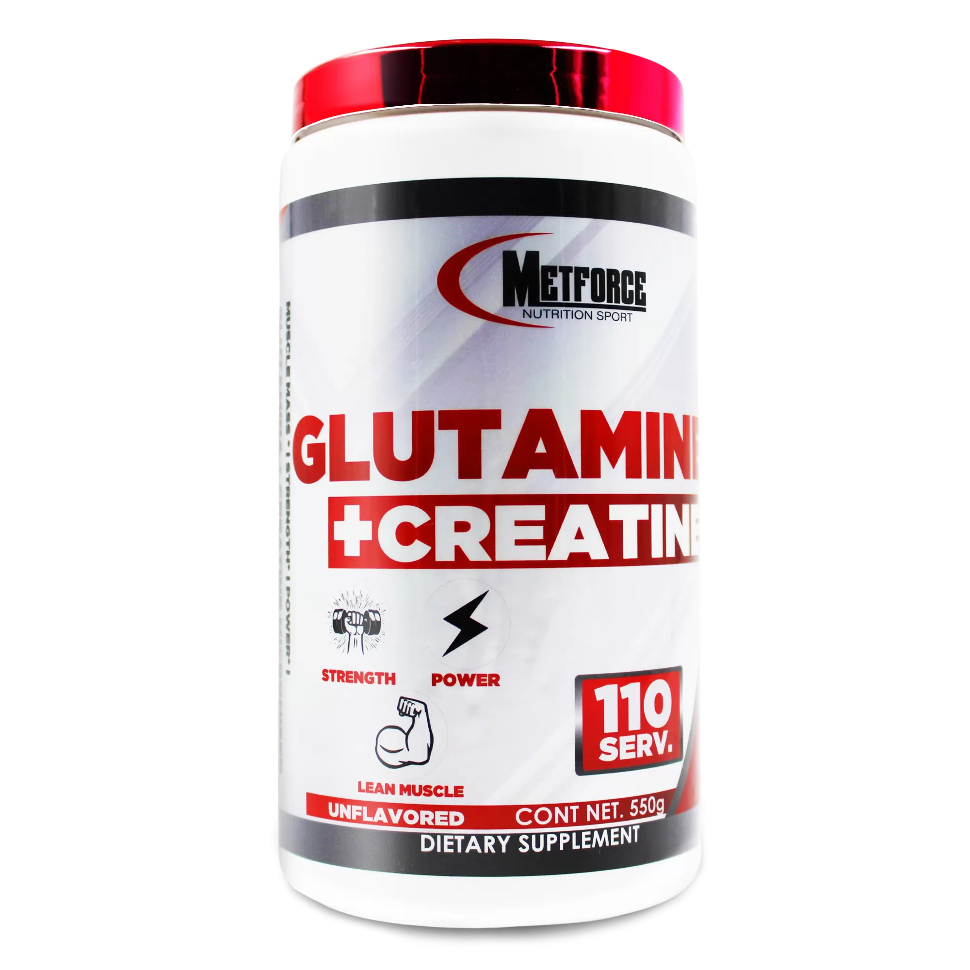 Bote de Glutamina más creatina marca Metforce