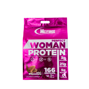 Empodera tu rutina de fitness con la proteína para mujeres que combina nutrición muscular y belleza con colágeno. Perfect Woman Protein de Metforce. Este suplemento deportivo está de venta en Suplementos Gym México.