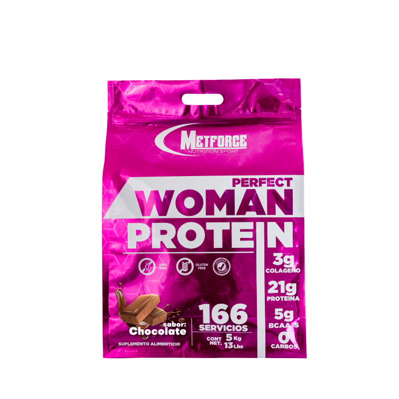 Empodera tu rutina de fitness con la proteína para mujeres que combina nutrición muscular y belleza con colágeno. Perfect Woman Protein de Metforce. Este suplemento deportivo está de venta en Suplementos Gym México.