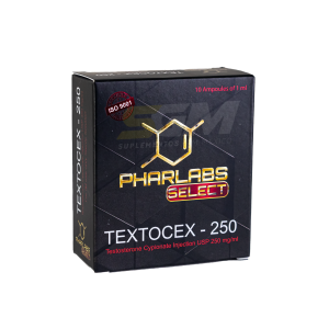 Frente de Caja de Textocex 250 Select con testosterona cipionato 250 mg/ml marca Pharlabs Select